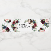 Boho Burgundyフローラ結婚のウォーターボトルラベル ペットボトルラベル (シングルラベル)