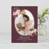 Boho Burgundyフローラ縁ど写真結婚s サンキューカード (スタンド正面)
