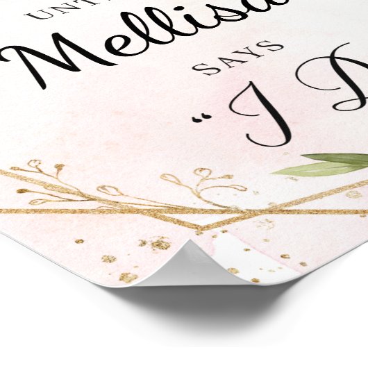 Boho burgundyフローラ金ゴールドフレームカウントダウン記号 ポスター (角)