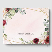 Boho burgundyフローラ金ゴールド幾何結婚の ゲストブック (裏面)