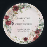 Boho burgundyフローラ金ゴールド幾何結婚の ペーパープレート<br><div class="desc">これらのボーホグリーンと金ゴールド結婚ユーカリの葉シックな紙プレートであなたのデコを高める準備をしなさい！冒険のtouchとウィムジーを特別な日に追加するのに最適な、これらのプレートはあなたの平均的な食器結婚ではない。ボヘミアン鮮やかの魅力が満ち、緑と金ゴールドの色合いの複雑なユーカリの葉のデザイン素晴らしは、緑豊かでロマンチックな森の設定にあなたのゲストと一緒に輸送する。退屈な紙プレートに別れを言い、とエコの両方であるスタイリッシュお祝いにフレンドリーこんにちは。お客様の結婚ゲストに対ししゃれているてエレガント、確実に永続的な印象を与えるユニークこれらの紙のプレートと離れ共に声明を作成する。</div>