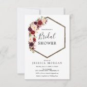 Boho Burgundyブライダルシャワー招待カード 招待状 (正面)