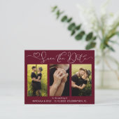 Boho Burgundyモダン写真ウェディング日付を保存 (スタンド正面)