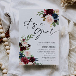 Boho Burgundy女の子ベビーシャワー招待状 招待状