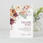 Boho Burgundy素朴オレンジ色の赤ちゃんシャワー サンキューカード (スタンド正面)