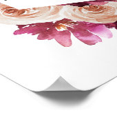 Boho Burgundy赤ちゃんシャワー女の子ウェルカムサイン ポスター (角)