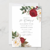 Boho Burgundy – マルサラフローラ結婚ズ マグネット招待状 (正面)