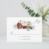 Boho Burgundy – マルサラフローラ結婚ズ 出欠カード (スタンド正面)