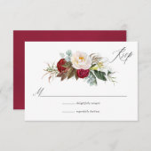 Boho Burgundy – マルサラフローラ結婚ズ 出欠カード (正面/裏面)