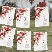 Boho Burgundy Blush Wedding Table Number Card ノートカード