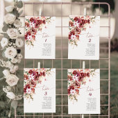 Boho Burgundy Blush Wedding Table Number Card ノートカード