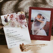 Boho Burgundy Dahliaワンウェディング招待 オールインワン招待状