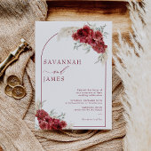 Boho Burgundy Floral Arch Wedding Invitation 招待状