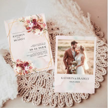 Boho Burgundy Floral Geometric Wedding 