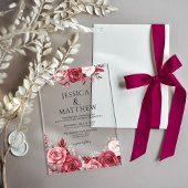 Boho Burgundy Floral Wedding アクリル招待状