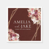 Boho Burgundy & Gold Frame Wedding  スタンダードカクテルナプキン (正面)