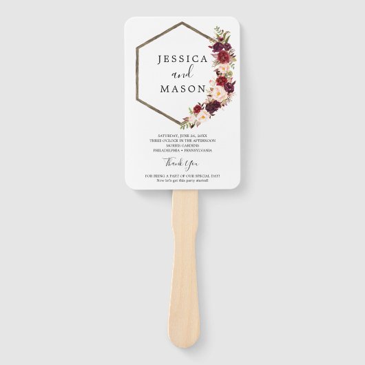Boho Burgundy Marsalaのフ結婚ァン・プログラム ハンドファン (正面)