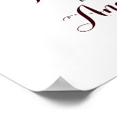 Boho Burgundy Marsalaフローラ歓迎結婚のサイン ポスター (角)