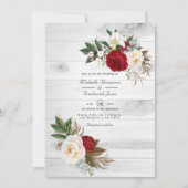 Boho Burgundy/MarsalaフローラQRコードRSVP 結婚's 招待状 (正面)