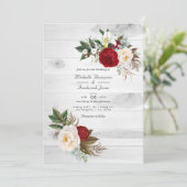 Boho Burgundy/MarsalaフローラQRコードRSVP 結婚's 招待状 (スタンド正面)