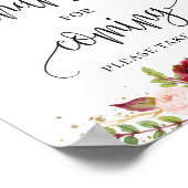 Boho burgundy marsala感謝していのサイン来のための ポスター (角)