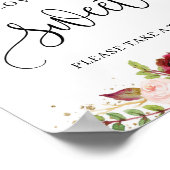 Boho burgundy marsala金ゴールドシックな愛は甘いサイン ポスター (角)