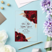 Boho Burgundy Roses Pampas Grass Wedding  アクリル招待状 (インサイチュ (ウェディング))