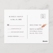 Boho Burgundy Teracotta Flowers Weding出欠 ポストカード (裏面)