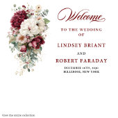 Boho Burgundy White Garden Rose Wedding Backdrop タペストリー