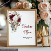 Boho Burgundy White Garden Rose Wedding Custom  ポスター