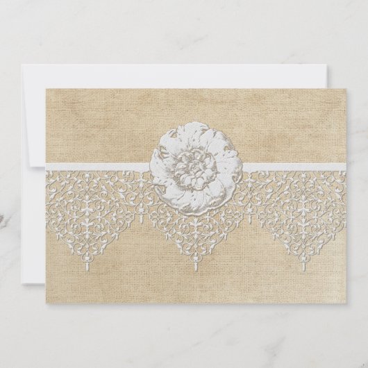 BOHO Burlap n Laceフェイクジプシーがグレーモダン表示 招待状 (裏面)