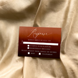 Boho Burntオレンジグラデーション色の食事オプションRSVPカード 出欠カード