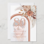 Boho Burntオレンジフローラ写真80誕生日I 招待状 (正面)