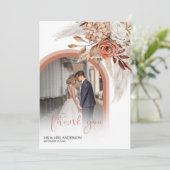 Boho Burntオレンジフローラ&パンパスフォトサンキュー サンキューカード (スタンド正面)