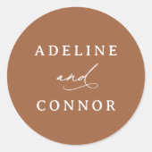 Boho Burntオレンジ色の書結婚道 ラウンドシール (正面)