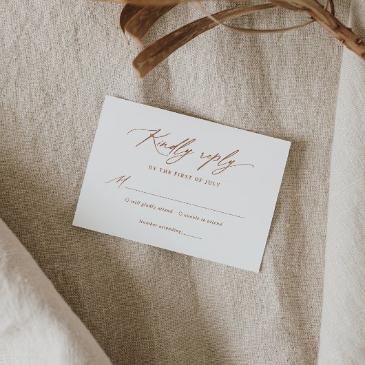 Boho Burntオレンジ色の書結婚道 出欠カード