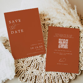 Boho Burntオレンジ色Qrコード結婚ズ セーブザデート
