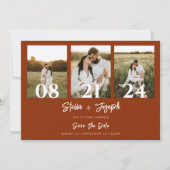 Boho Burnt Orange モダン Three Photos 結婚's セーブザデート (正面)