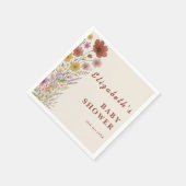 Boho Burnt Orange | ワイルドフラワーベイビーシャワー スタンダードカクテルナプキン (角)