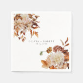 Boho Burnt Orange Fall Engagement Party Napkins スタンダードカクテルナプキン (正面)