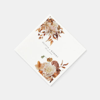 Boho Burnt Orange Fall Engagement Party Napkins スタンダードカクテルナプキン