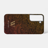 Boho Burnt Orange Floral Gold Monogram Name Samsung Galaxyケース (裏面横)