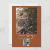 Boho Burnt Orange Floral QR Code Photo Wedding 招待状 (裏面)