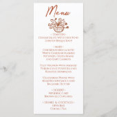 Boho Burnt Orange Hand Drawn Floral Wedding Menu メニュー (正面)