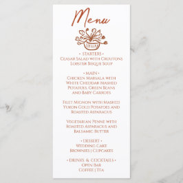 Boho Burnt Orange Hand Drawn Floral Wedding Menu メニュー