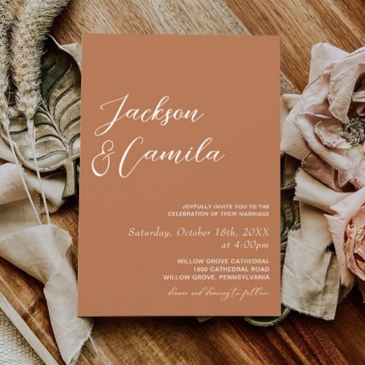 Boho Burnt Orange Photo 結婚's 招待状