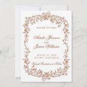 Boho Burnt Orange Rust Floral Botanical Wedding セーブザデート (裏面)