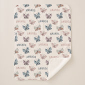 Boho Butterflyおもしろい子供へギフト名 シェルパブランケット (正面)