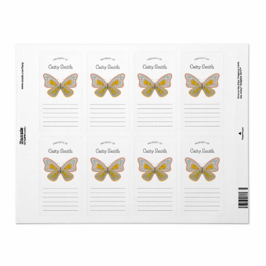 Boho Butterflyプロパティ ラベル (フルシート)