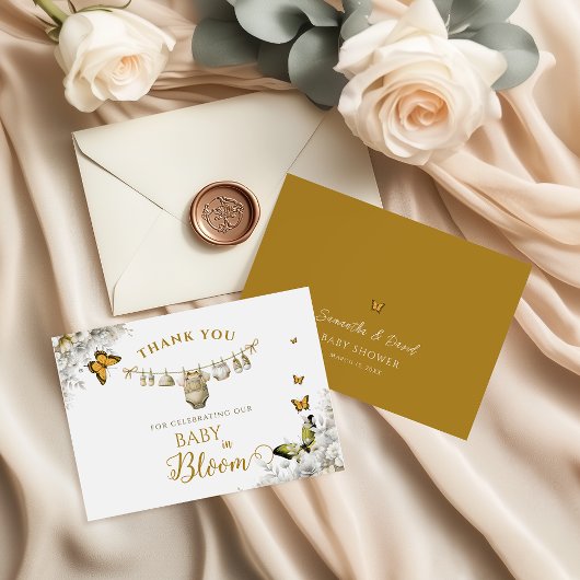 Boho Butterfly Baby in Bloom サンキューカード